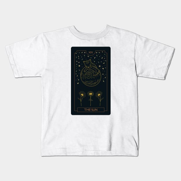 Cat Tarot Card Design - The Sun Kids T-Shirt by pawsitronic